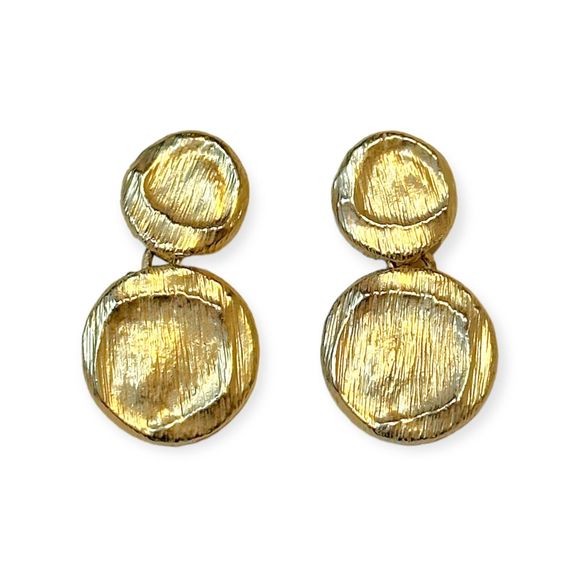 Vintage Hammered Gold Tone Metal Necklace And Earrings Set - Picture 5 of 8